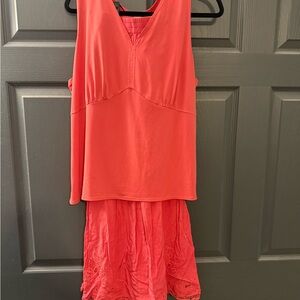 Fashion Bug Coral Stretch Top with Matching Skirt